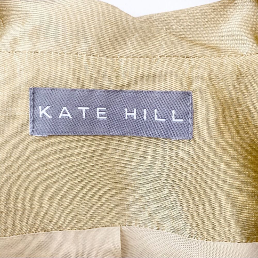 Kate Hill 100% Silk Gold Wrap Blazer Jacket Minimalist Quiet Luxury Top - Picture 6 of 10
